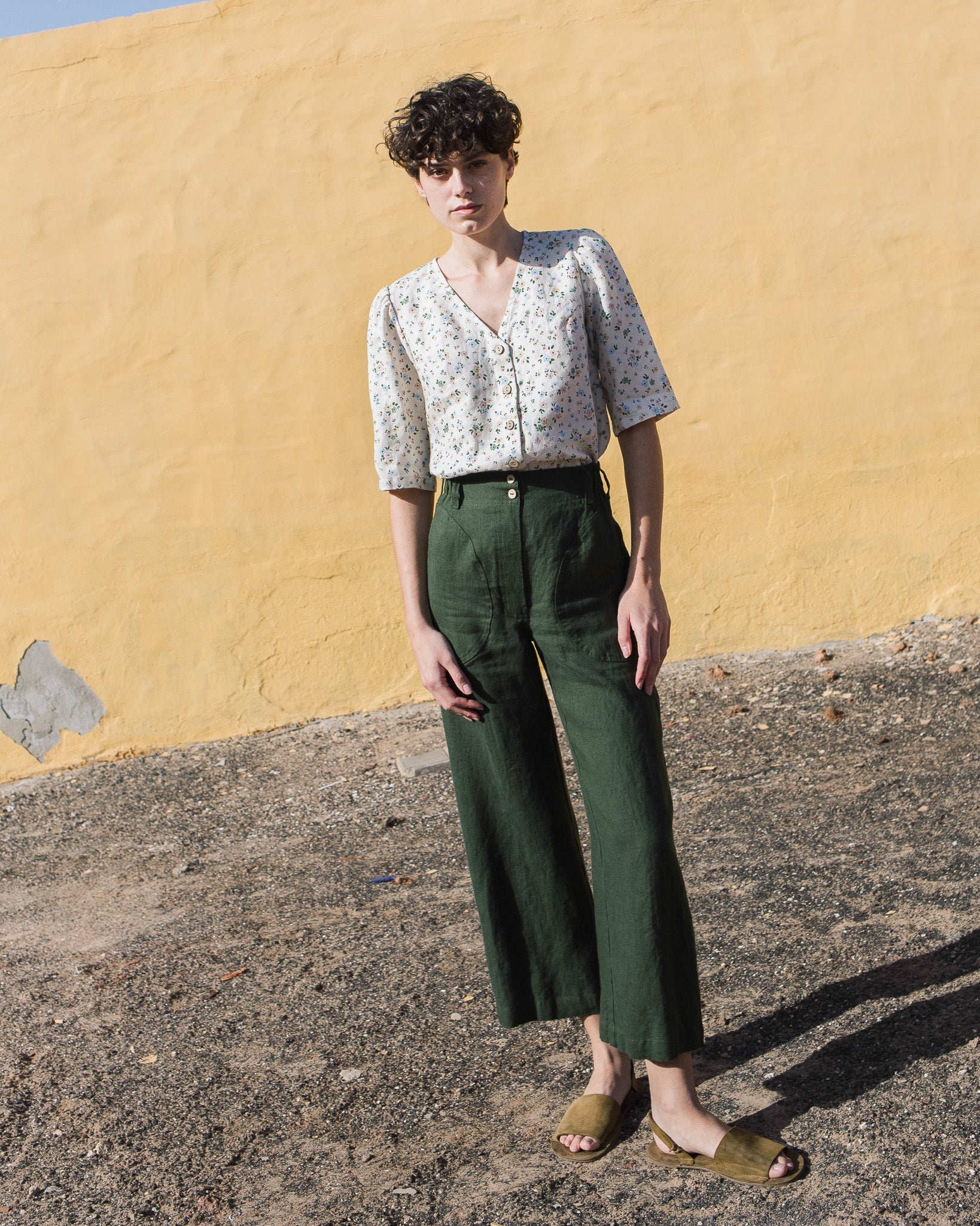 ISLA elbow sleeve top linen - notperfectlinen