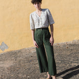 R: ISLA elbow sleeve linen top (Size: L; Color: Admiral Blue)