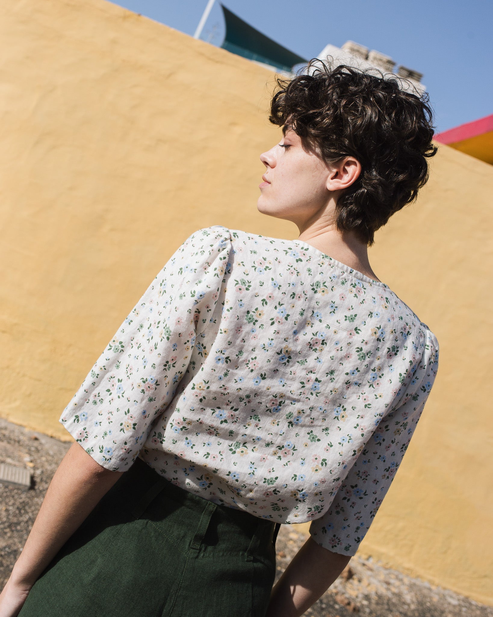 ISLA elbow sleeve top linen - notperfectlinen