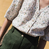 ISLA elbow sleeve linen shirt - notperfectlinen