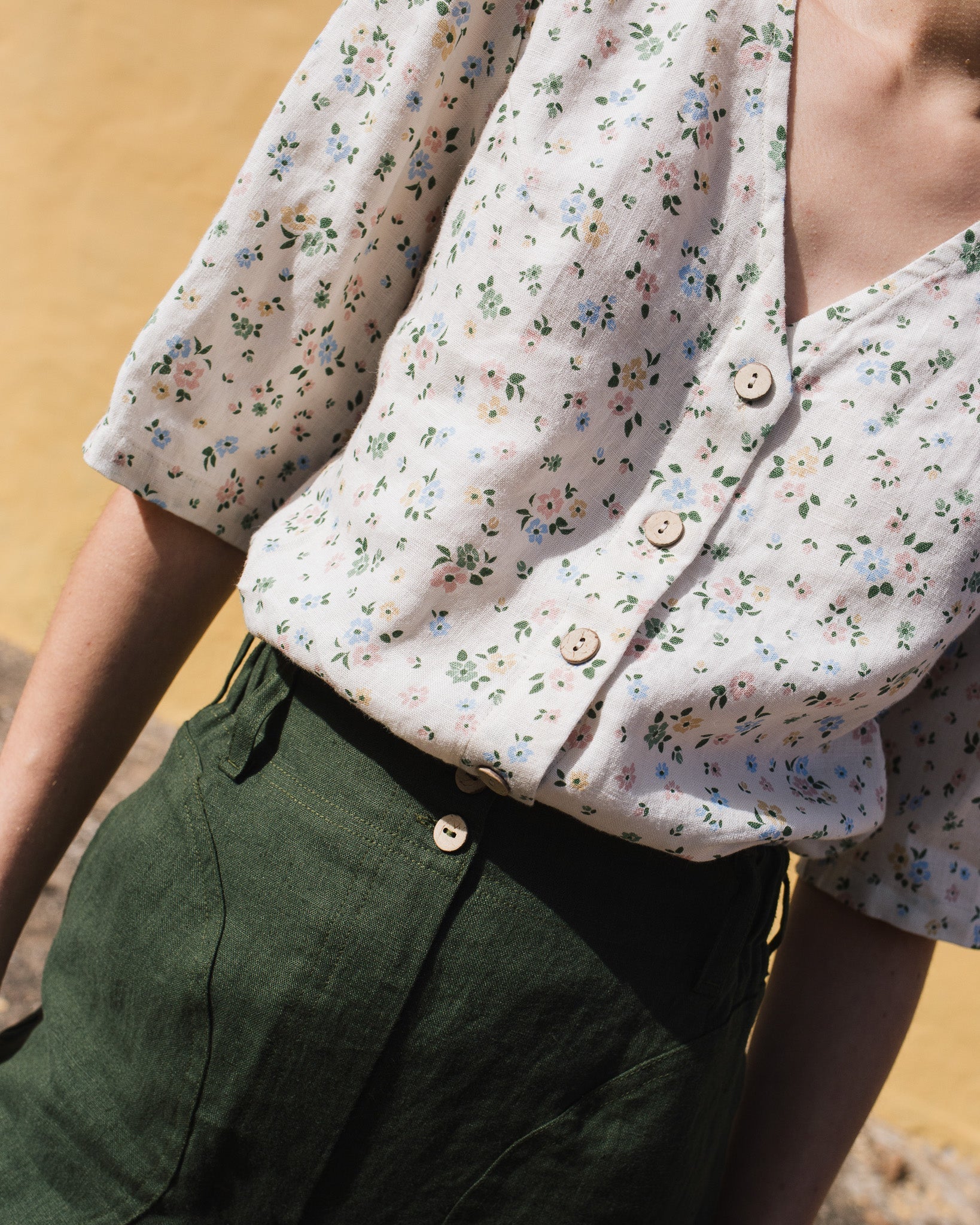 ISLA elbow sleeve linen shirt - notperfectlinen