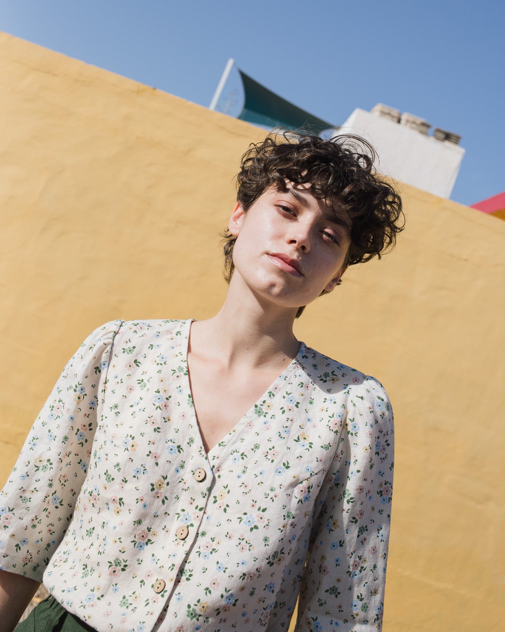 ISLA elbow sleeve top linen - notperfectlinen