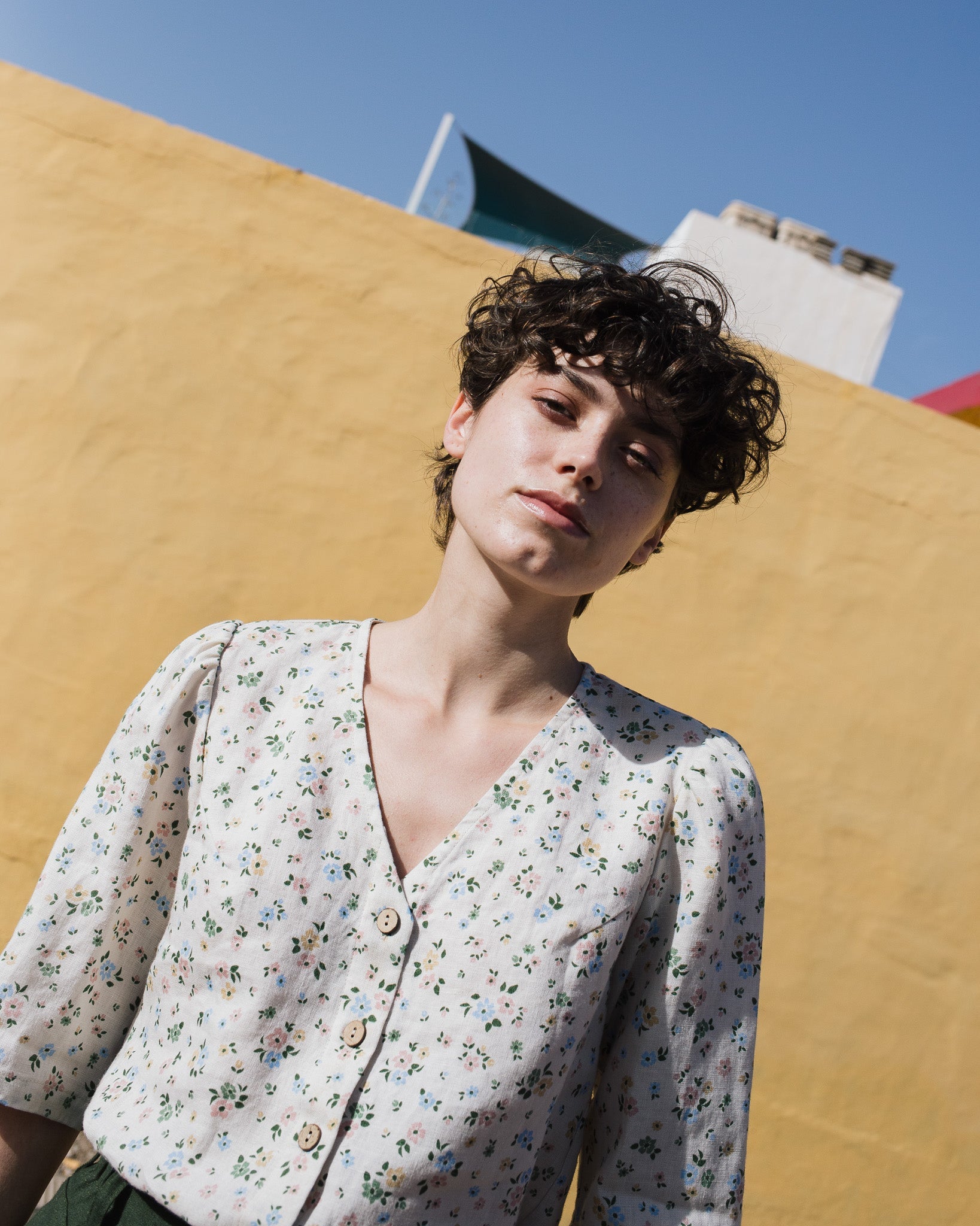 ISLA elbow sleeve top linen - notperfectlinen