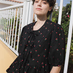 MELINA bow tie linen blouse - notperfectlinen