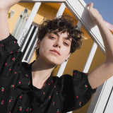 MELINA bow tie linen blouse - notperfectlinen