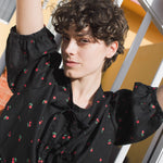 MELINA bow tie linen blouse - notperfectlinen