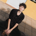 MELINA bow tie linen blouse - notperfectlinen