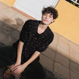 MELINA bow tie linen blouse - notperfectlinen