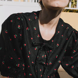 MELINA bow tie linen blouse - notperfectlinen