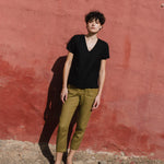 LUCA V-neck fitted linen top - notperfectlinen