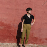 LUCA V-neck fitted linen top - notperfectlinen