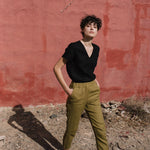 LUCA V-neck fitted linen top - notperfectlinen