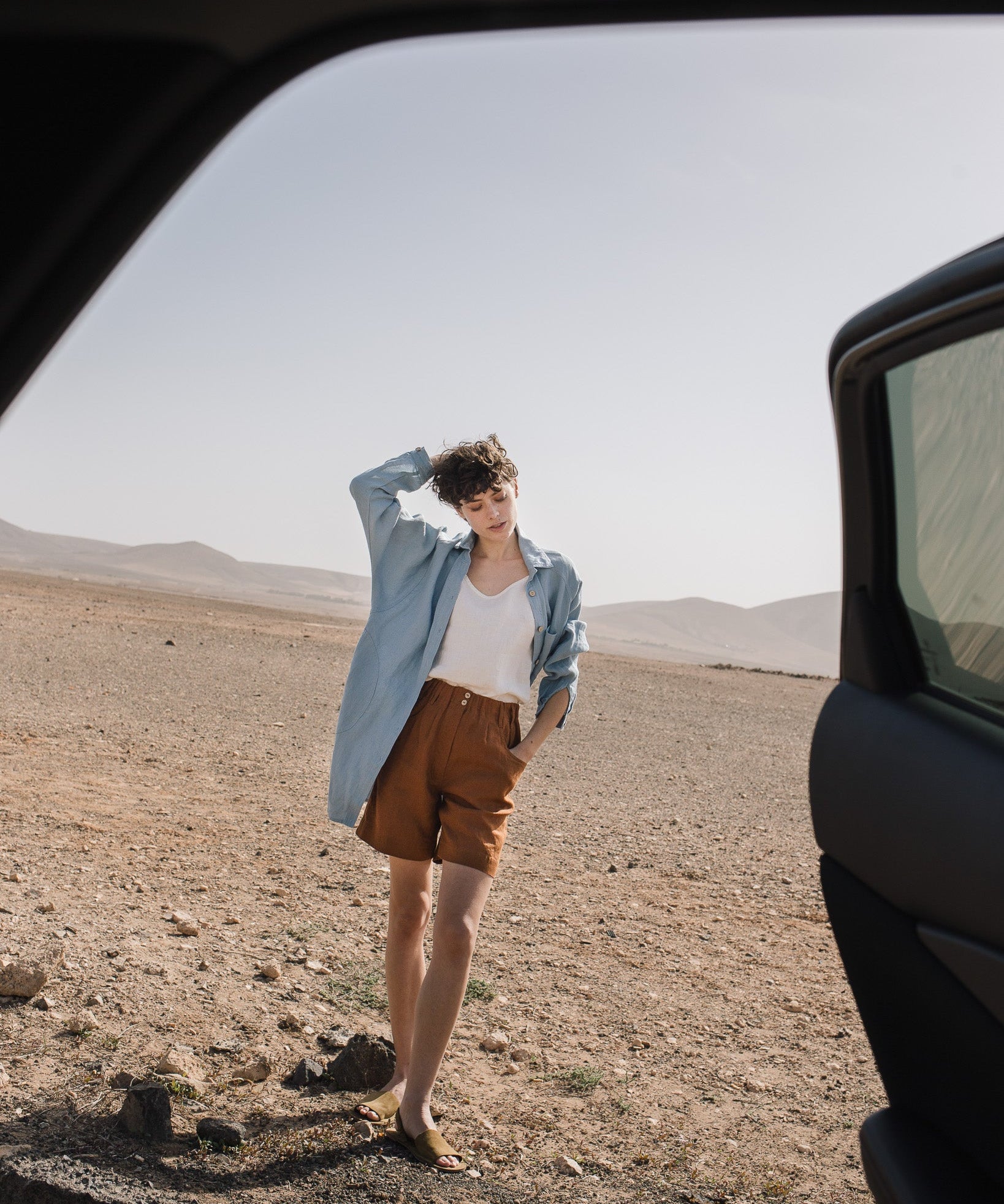 MORCOTE high-waisted linen shorts - notperfectlinen