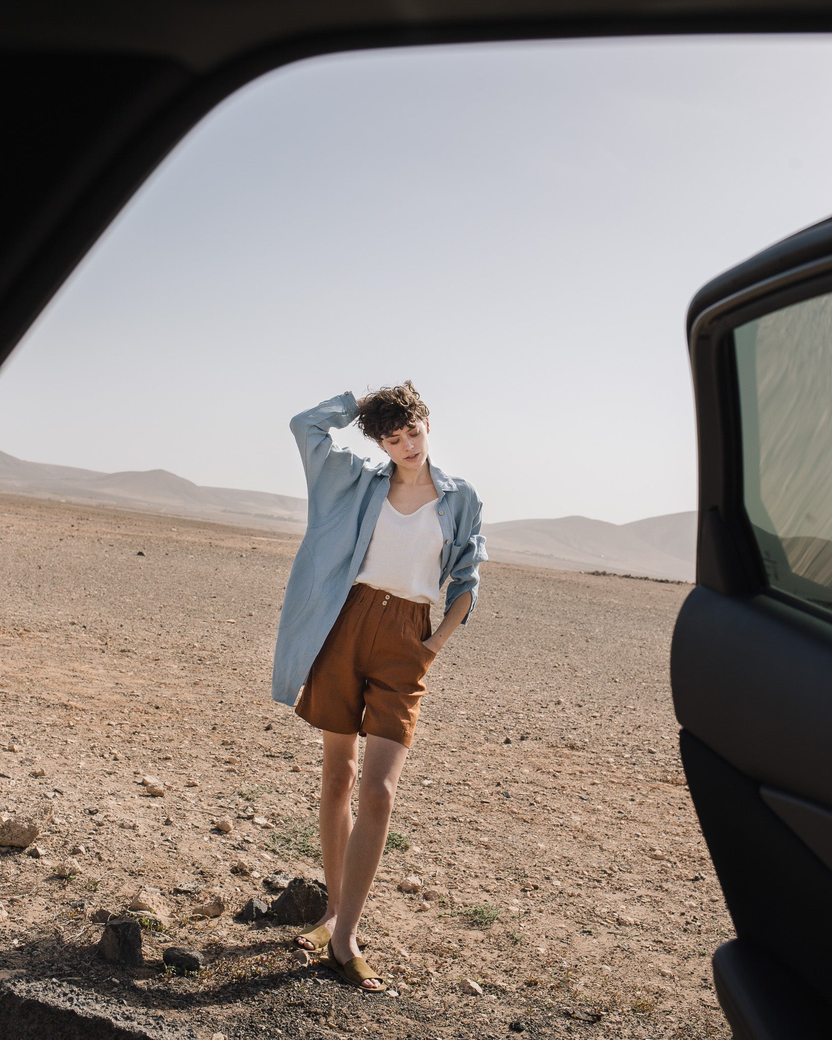 MORCOTE high-waisted linen shorts - notperfectlinen