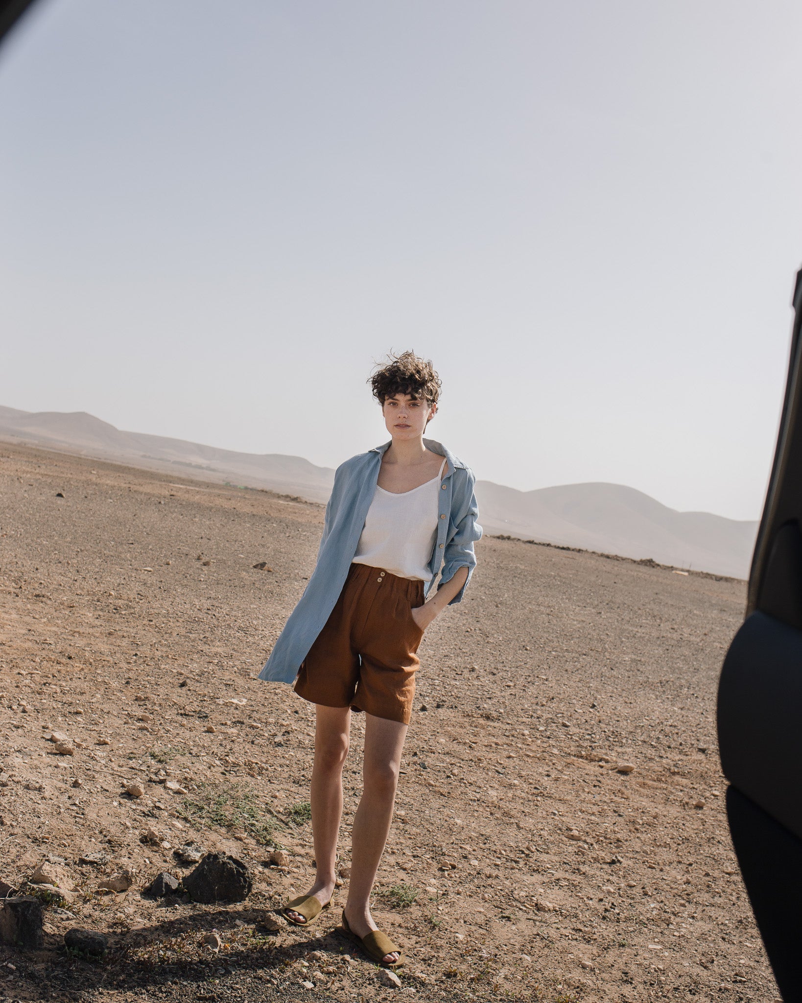 MORCOTE high-waisted linen shorts - notperfectlinen