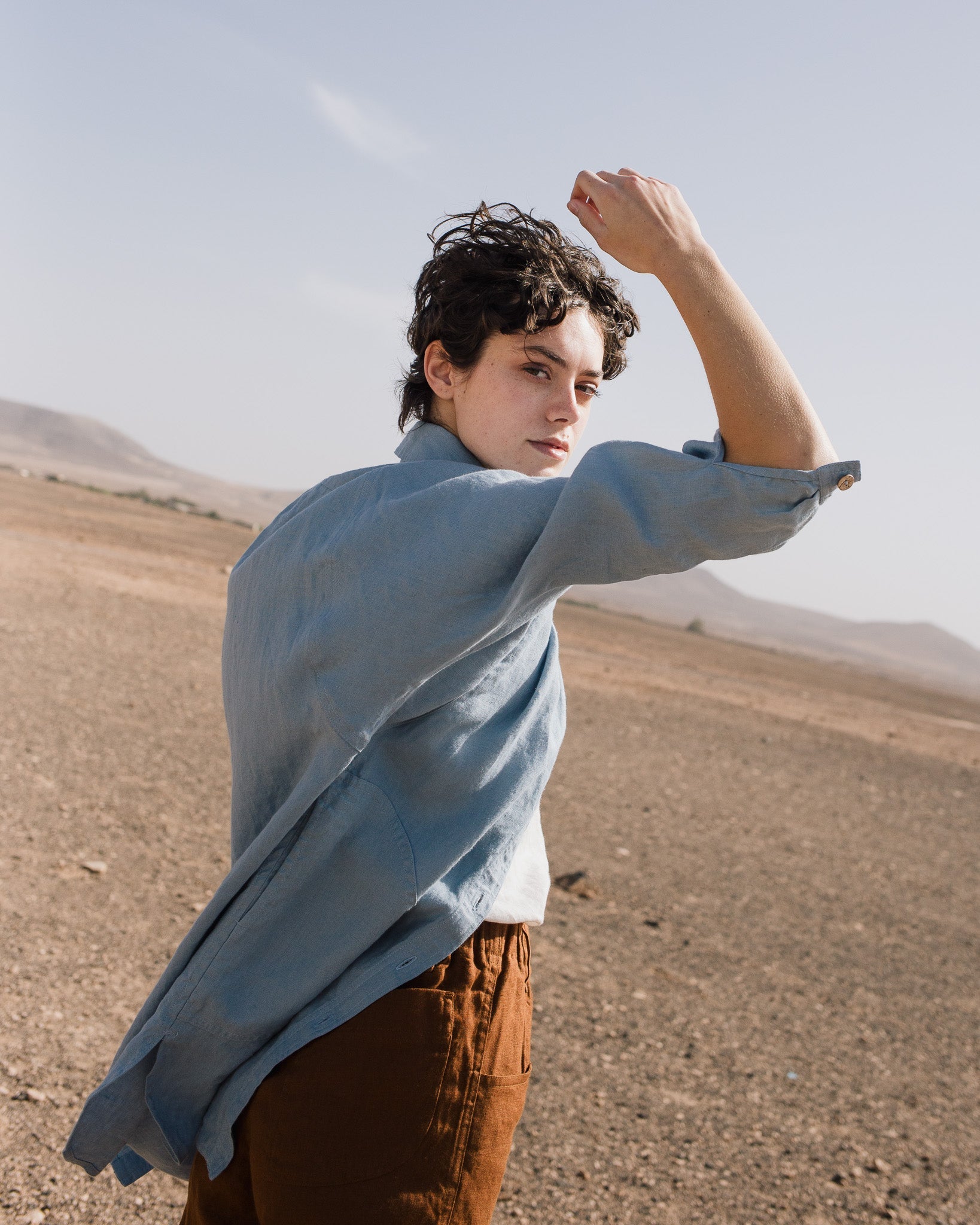 LIVORNO-2 oversized linen collar shirt - notperfectlinen