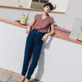 R: DOOLIN high-waisted linen pants (Size: S; Color: Beige)