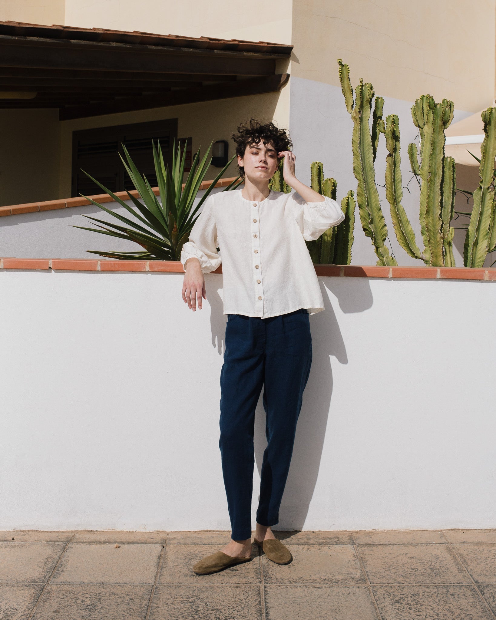 ELMINA button-up linen shirt - notperfectlinen