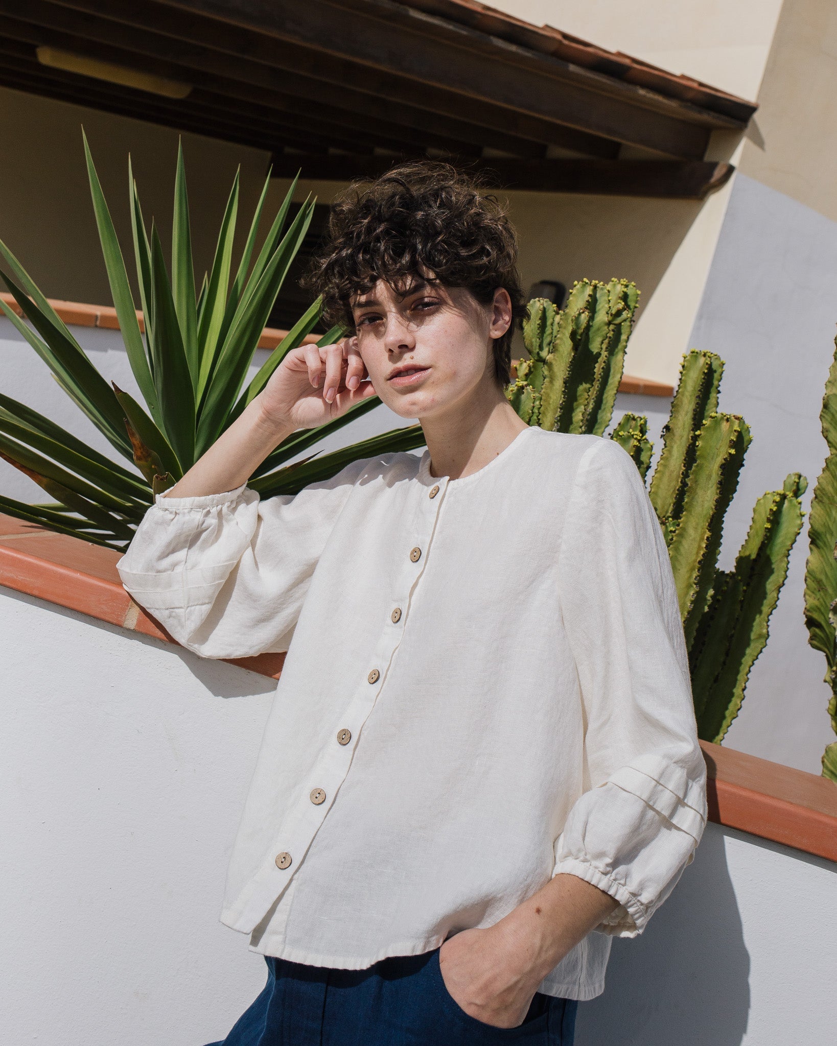 ELMINA button-up linen shirt - notperfectlinen