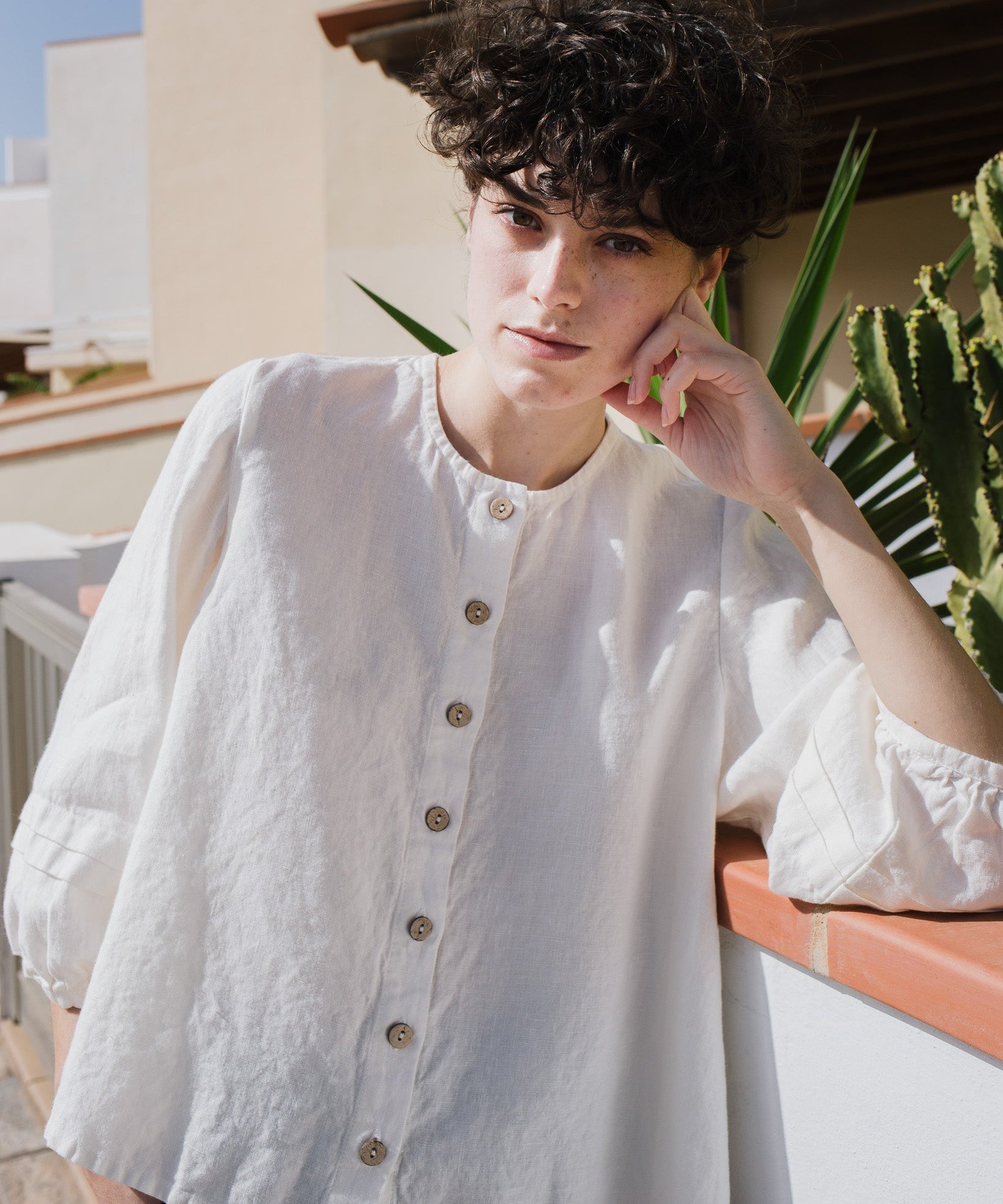 ELMINA button-up linen shirt - notperfectlinen
