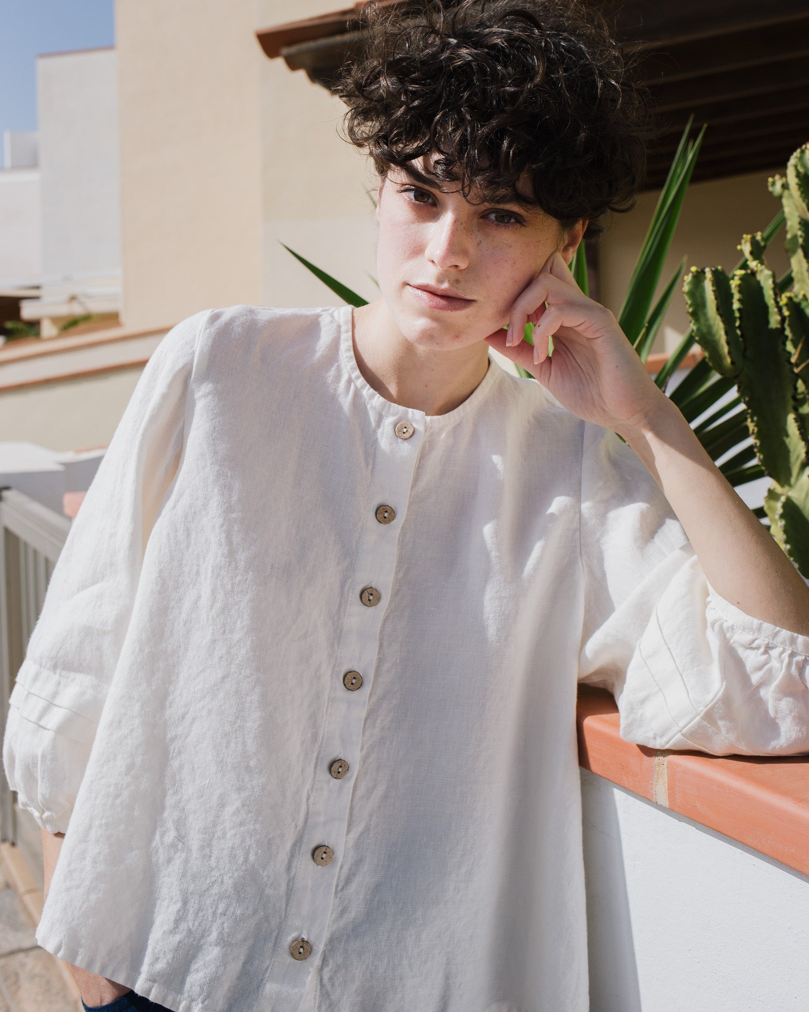 ELMINA button-up linen shirt - notperfectlinen
