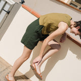 R: MAIN casual linen shorts (Size: XS; Color: Loden Green)