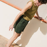 R: MAIN casual linen shorts (Size: XS; Color: Loden Green)