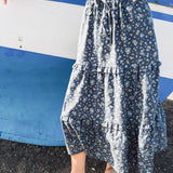 CU: Customized JULIETTE tiered slip linen dress (Size: XS; Color: Dusky Florals)