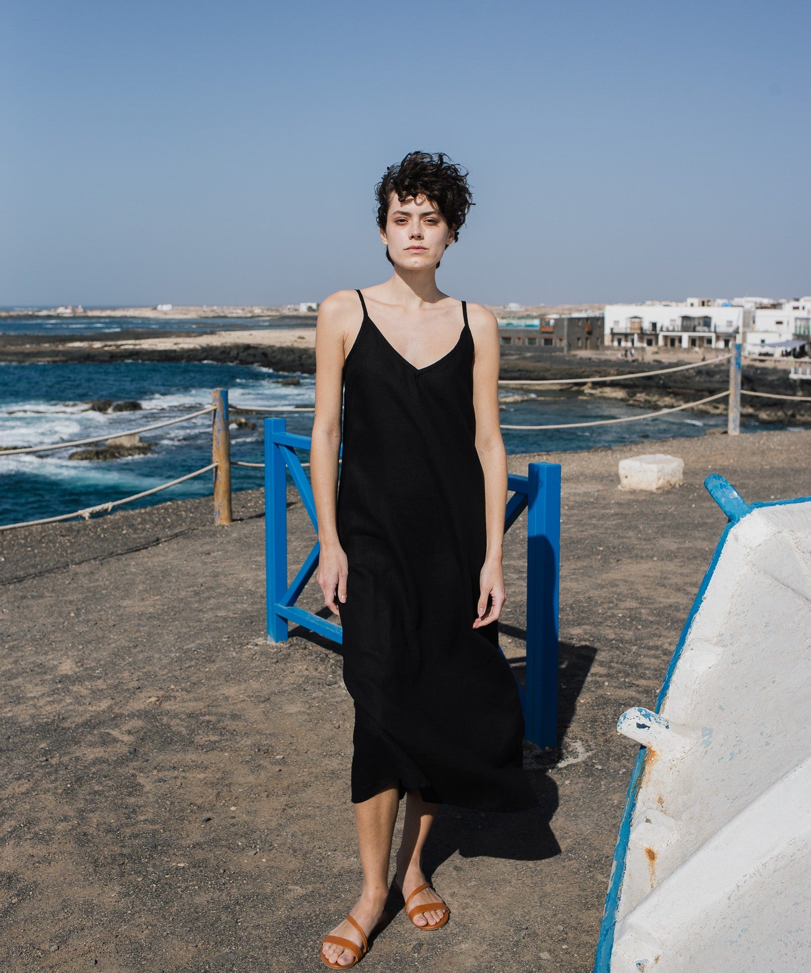 LANGLEY-2 maxi slip linen dress - notperfectlinen