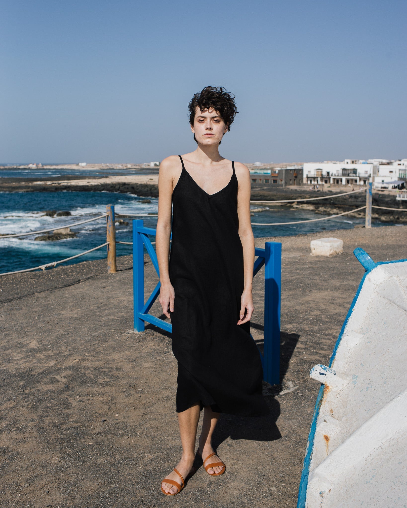 LANGLEY-2 maxi slip linen dress - notperfectlinen