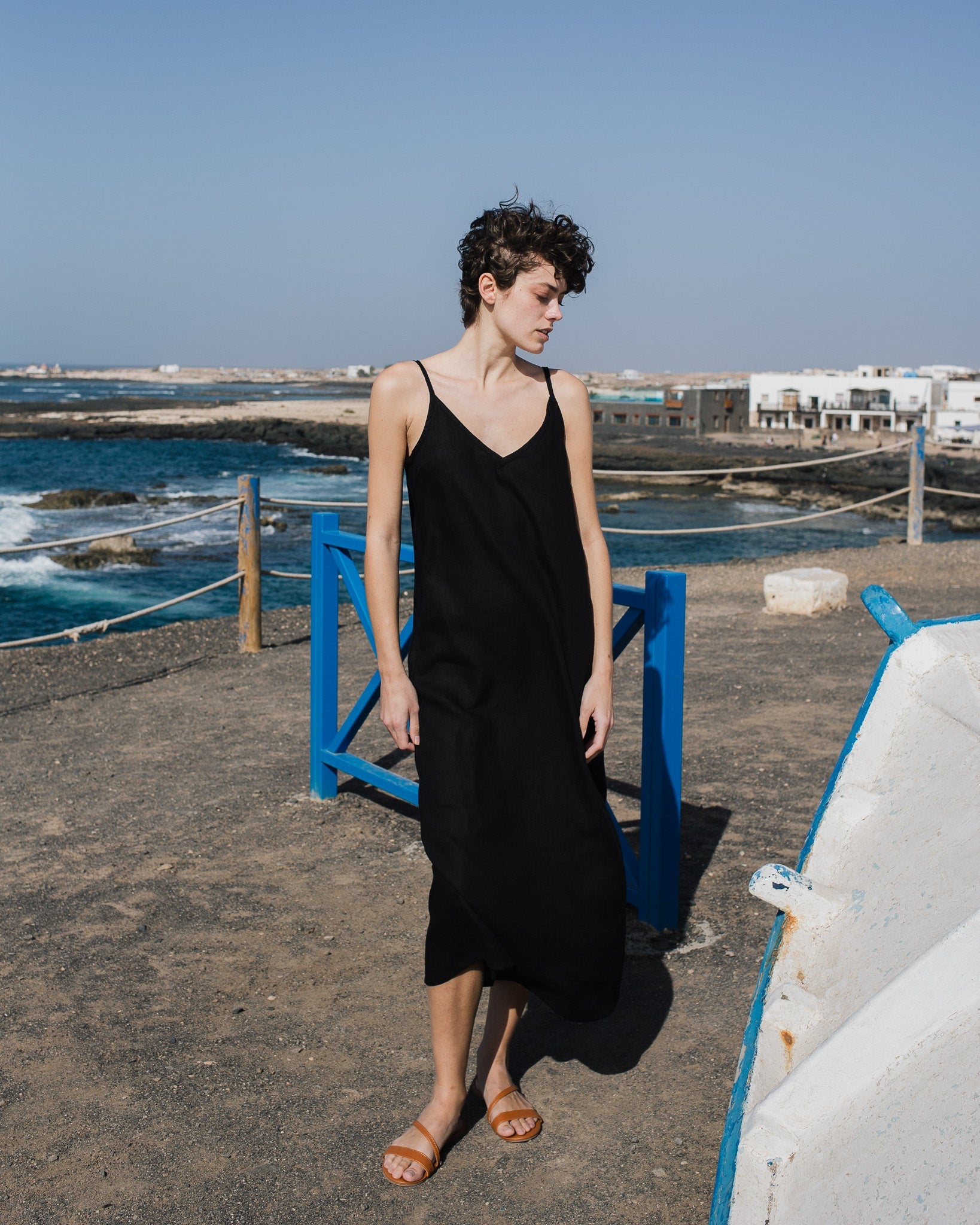 LANGLEY-2 maxi slip linen dress - notperfectlinen