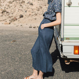 R: GETTY front snaps linen top (Size: S; Color: Swedish Blue)