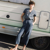R: GETTY front snaps linen top (Size: S; Color: Swedish Blue)