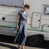 R: Maxi WELS wide leg linen pants (Size: XS; Color: Indigo)