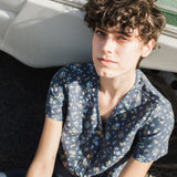 customized: GETTY front snaps linen top (Color: Admiral Blue; Size: S)