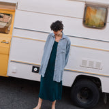 LIVORNO-2 oversized linen collar shirt