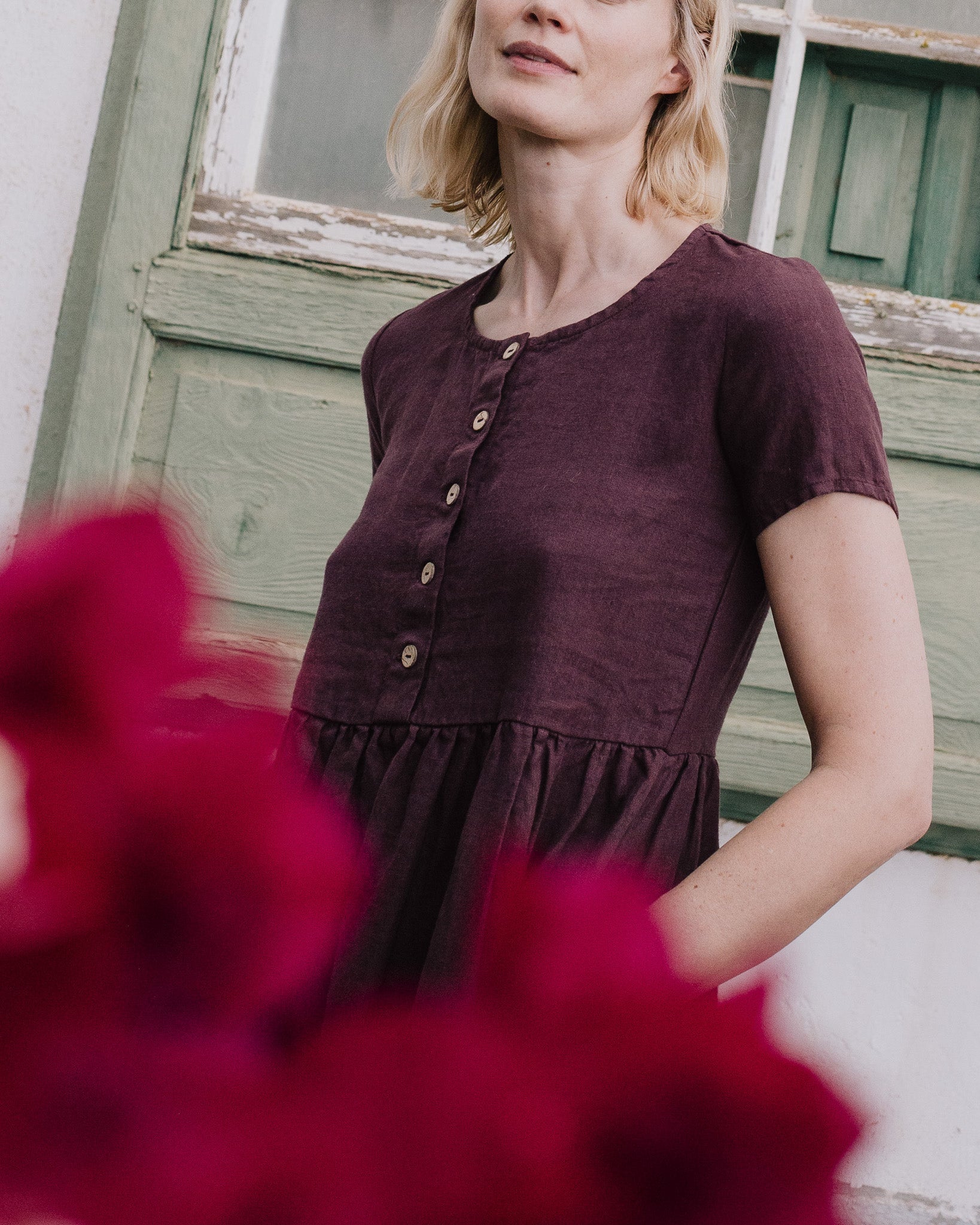 Maxi MAMA-2 short sleeve linen dress - notperfectlinen