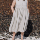 R: Sleeveless maxi MAMA linen dress (Size: XXL; Color: Grape Wine)