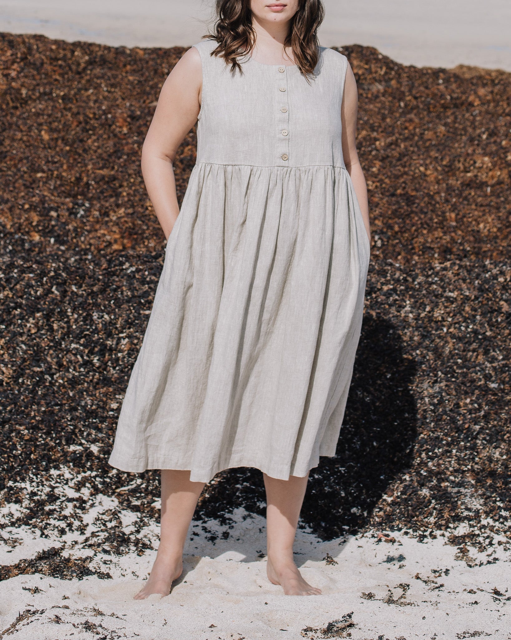 Sleeveless maxi MAMA linen dress - notPERFECTLINEN