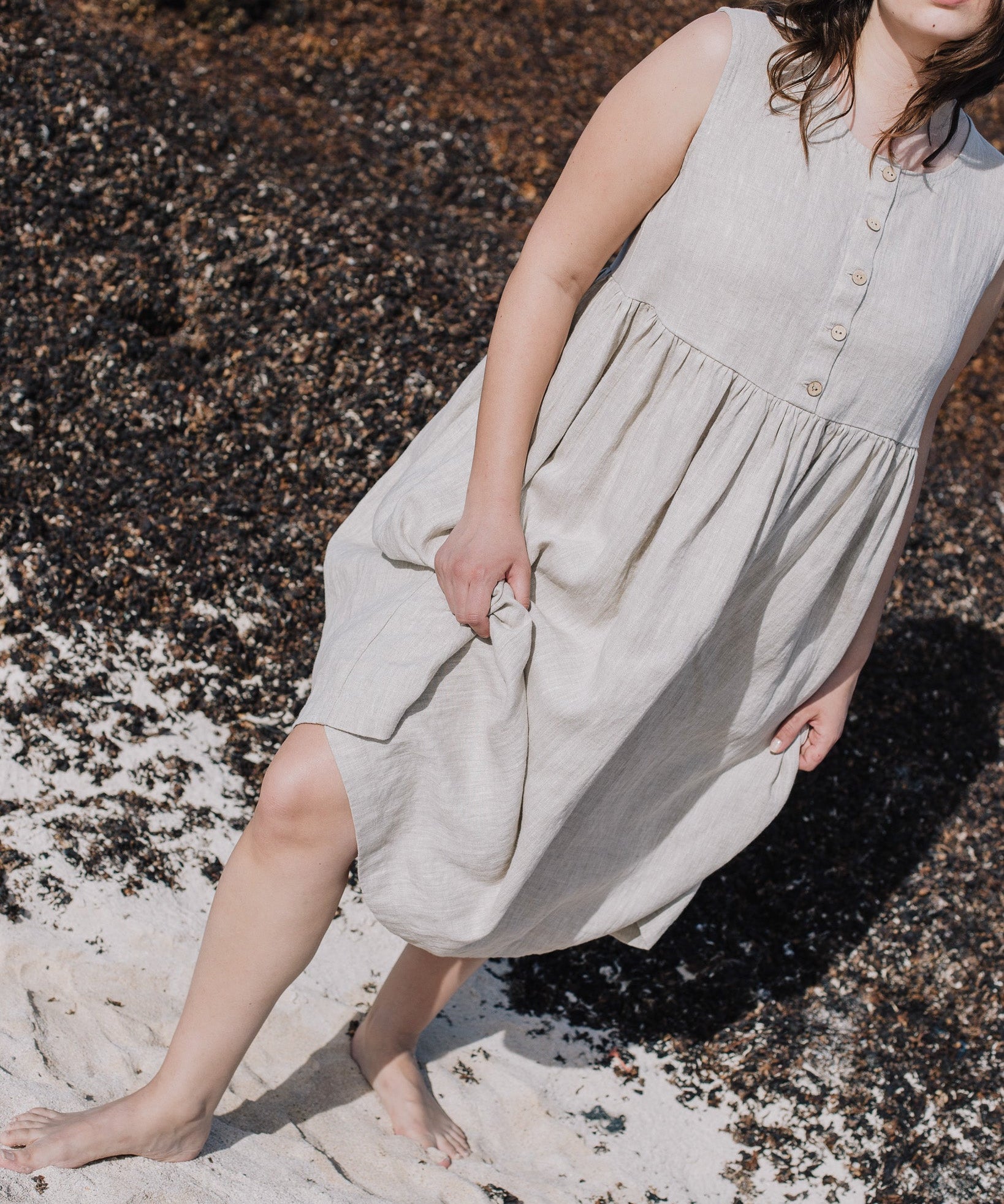 Sleeveless maxi MAMA linen dress - notPERFECTLINEN