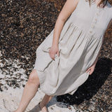 R: Sleeveless maxi MAMA linen dress (Size: XXL; Color: Grape Wine)