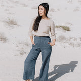 PUGLIA straight cut cropped linen pants