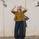 PUGLIA straight cut cropped linen pants - notperfectlinen