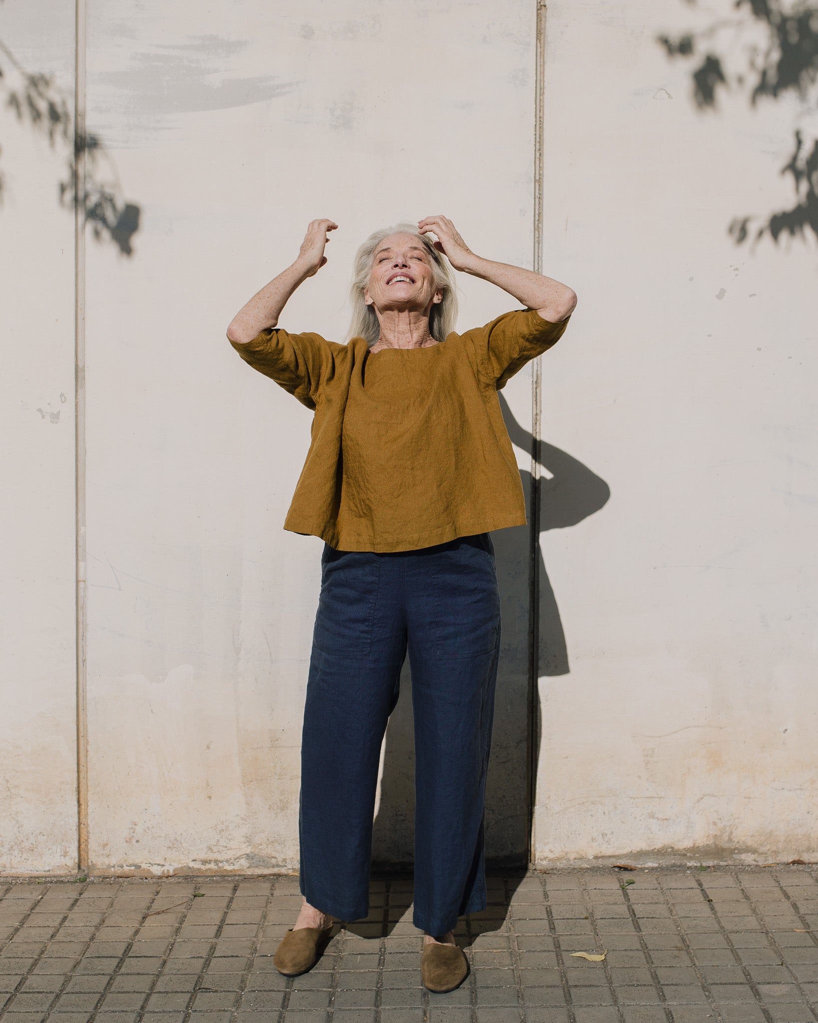 PUGLIA straight cut cropped linen pants - notperfectlinen