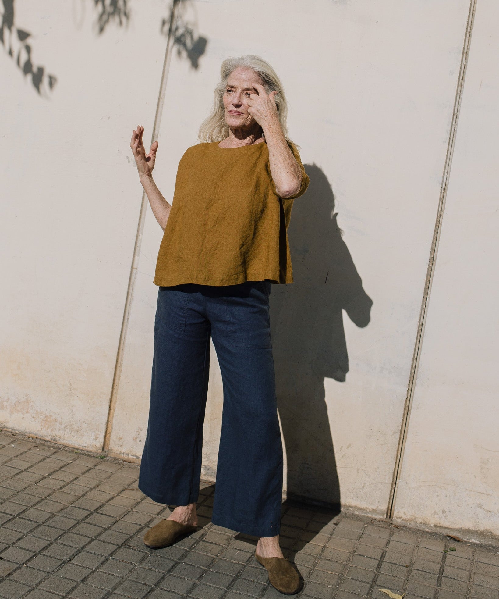 PUGLIA straight cut cropped linen pants - notperfectlinen