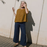 PUGLIA straight cut cropped linen pants