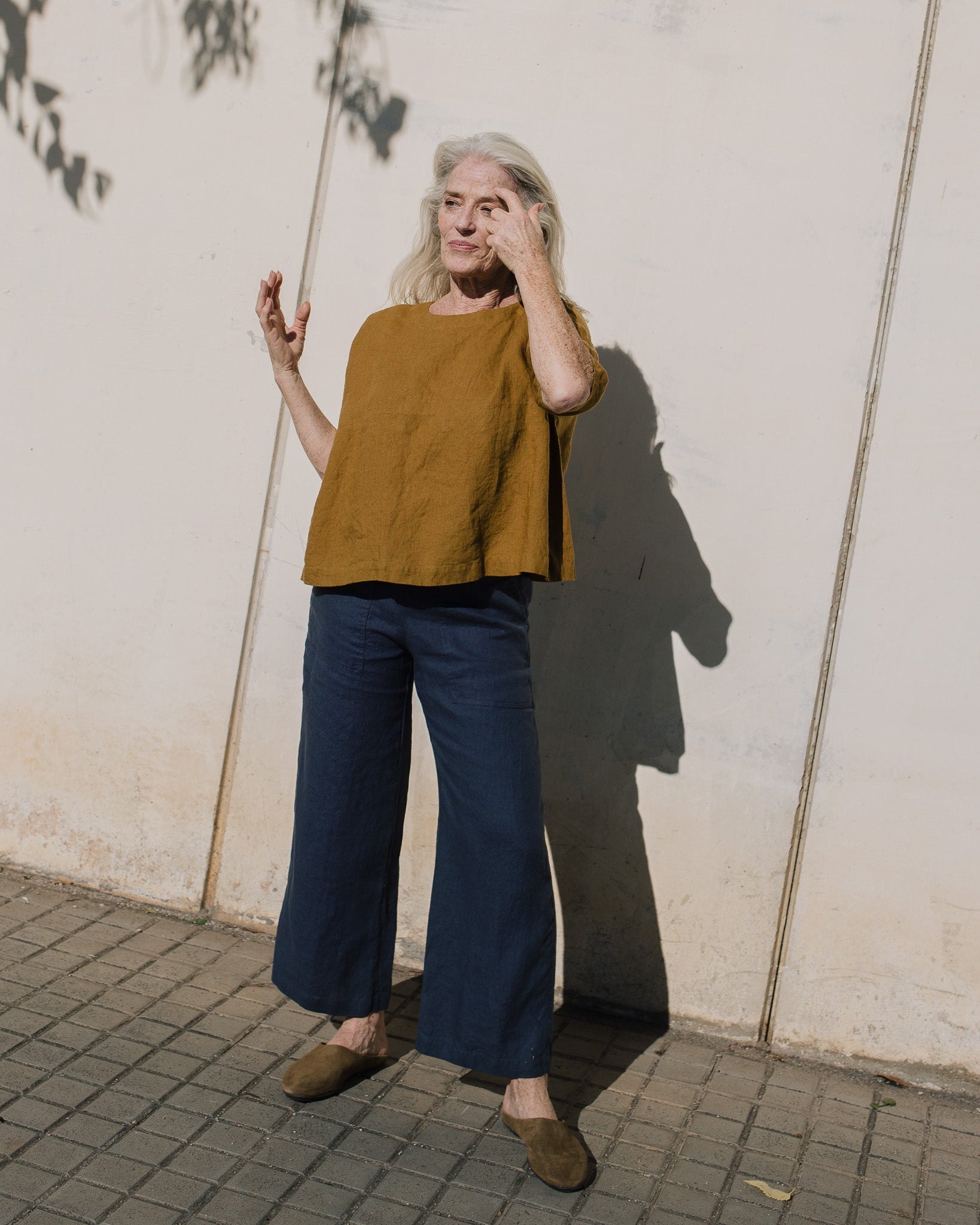 PUGLIA straight cut cropped linen pants - notperfectlinen