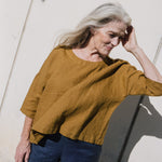 OLD LONDON round neck oversized linen top - notperfectlinen