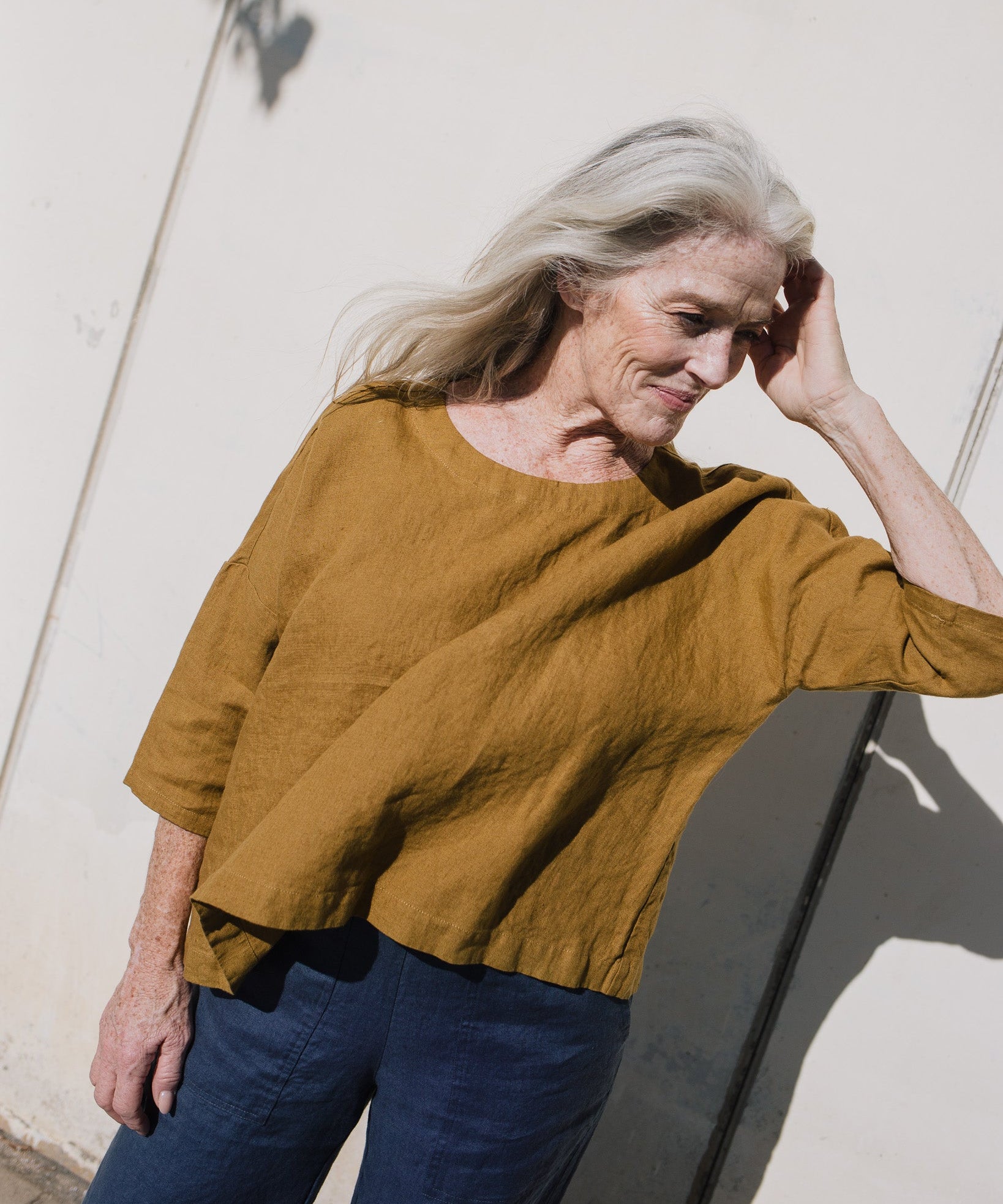 OLD LONDON round neck oversized linen top - notperfectlinen