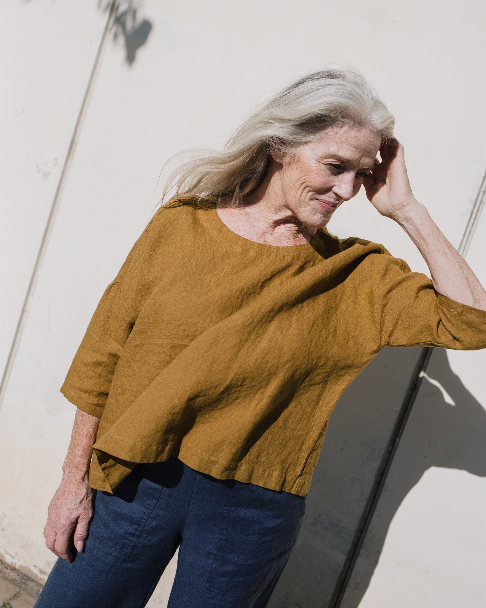 OLD LONDON round neck oversized linen top - notperfectlinen